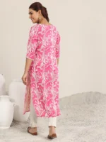 Pink Printed Rayon Straight Kurta - Image 2