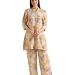 Cotton Blend Co-Ord Set for Women | Co-Ord Set for Women Stylish | Kurta Set for Women | Pajama Set | Ethnic Co-Ord Set for Women | 3/4 Sleeve Women's Co-Ord Set